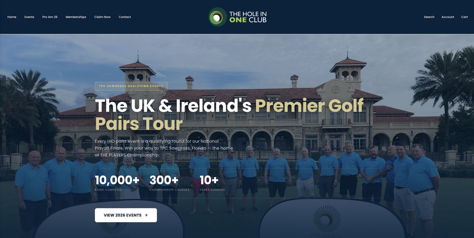 HIO Club events website, built by BuiltSmarter