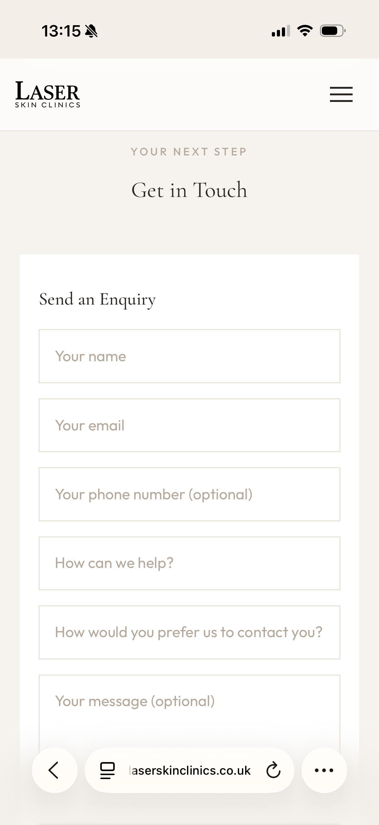 Contact form on mobile