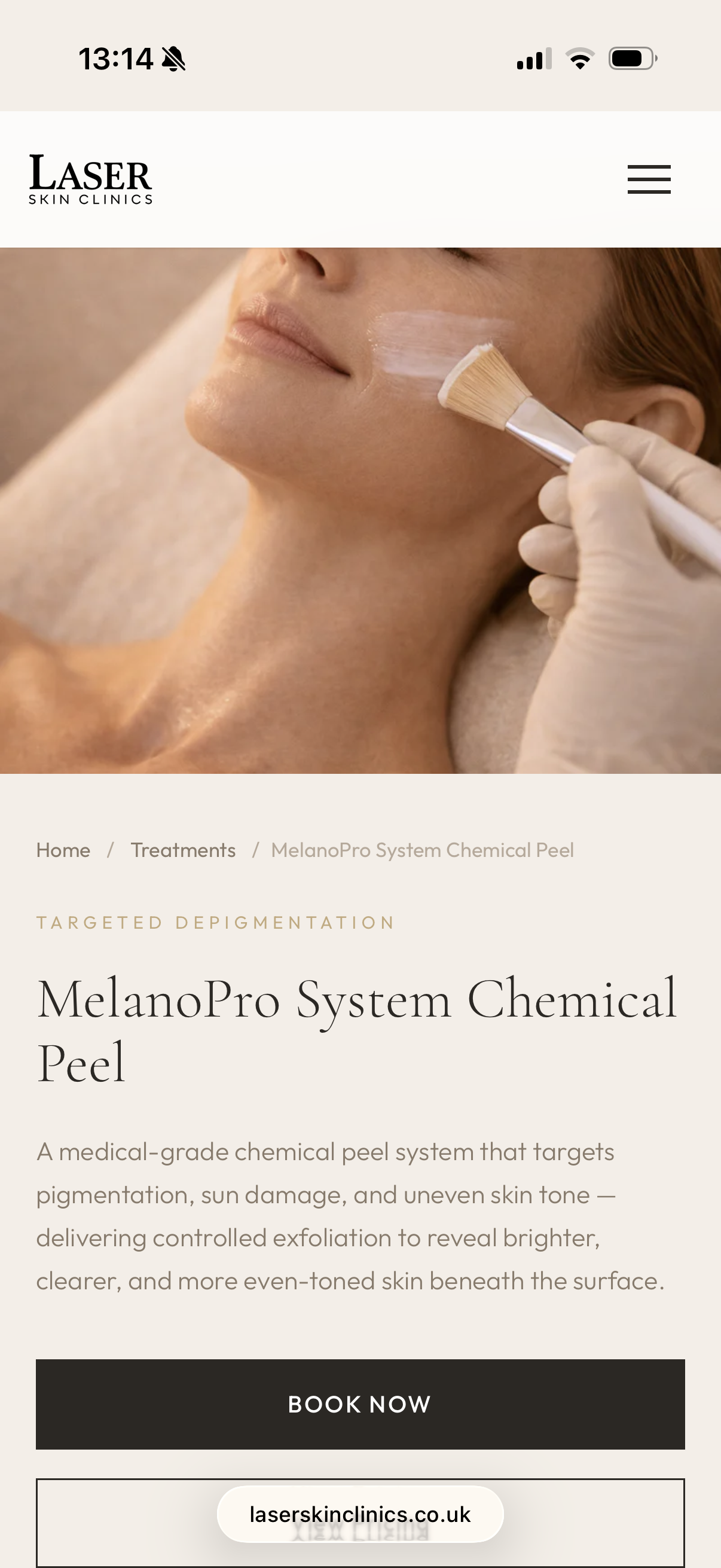 MelanoPro Chemical Peel detail page on mobile